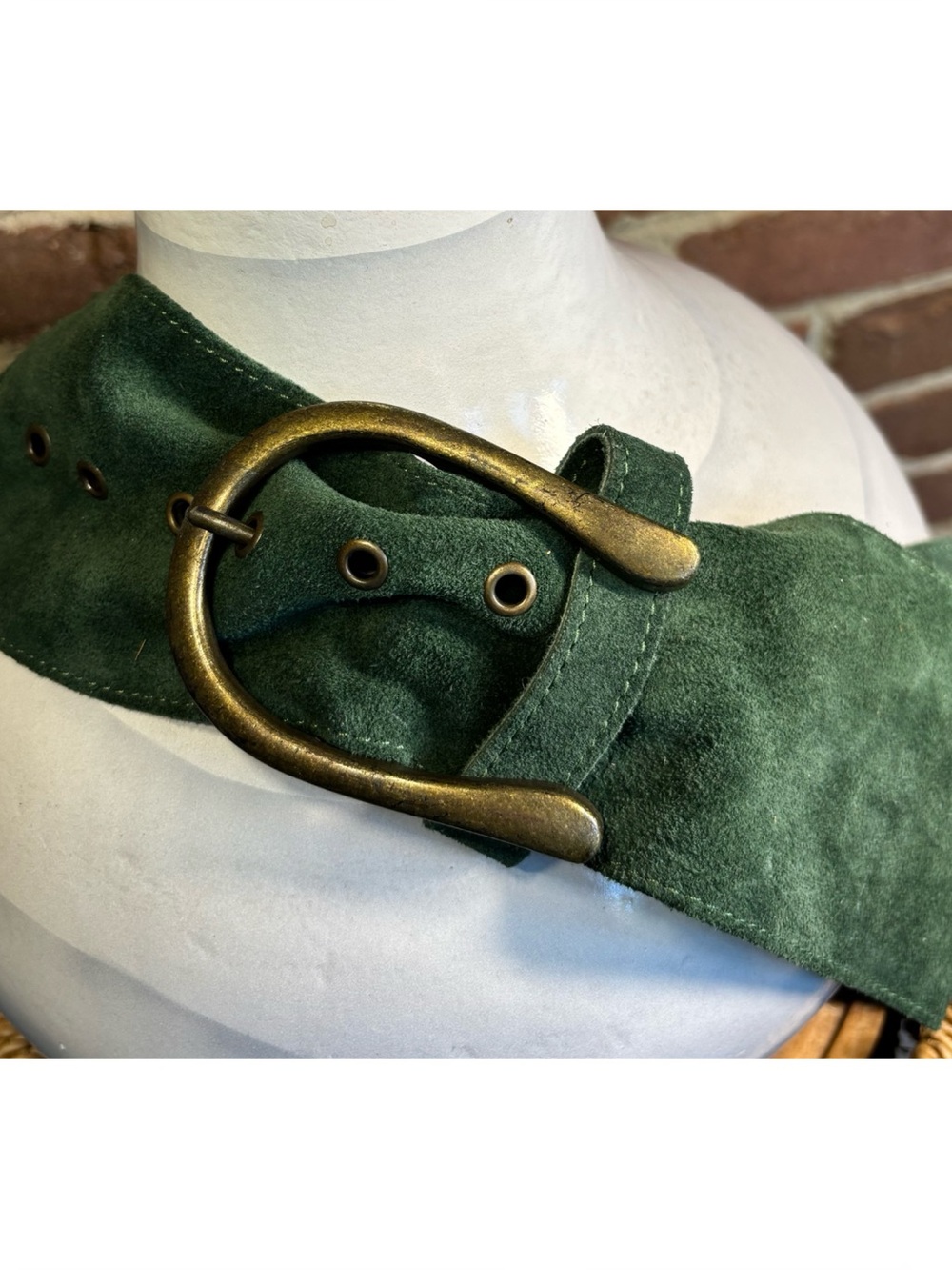 NWOT Free People 100% Cow Leather Belt In Forest Green Size L/XL